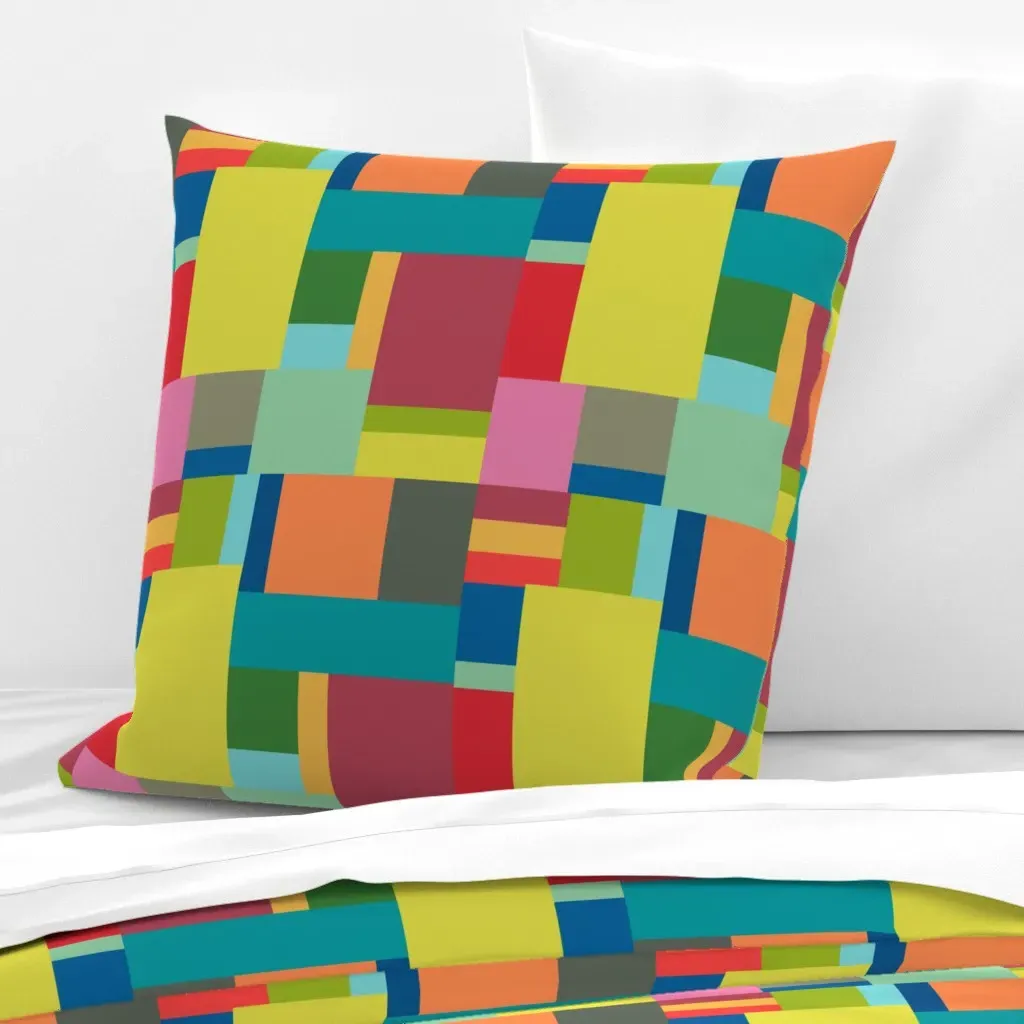 Jewel Tone Color Block Euro Pillow Sham - Yellow-Green product