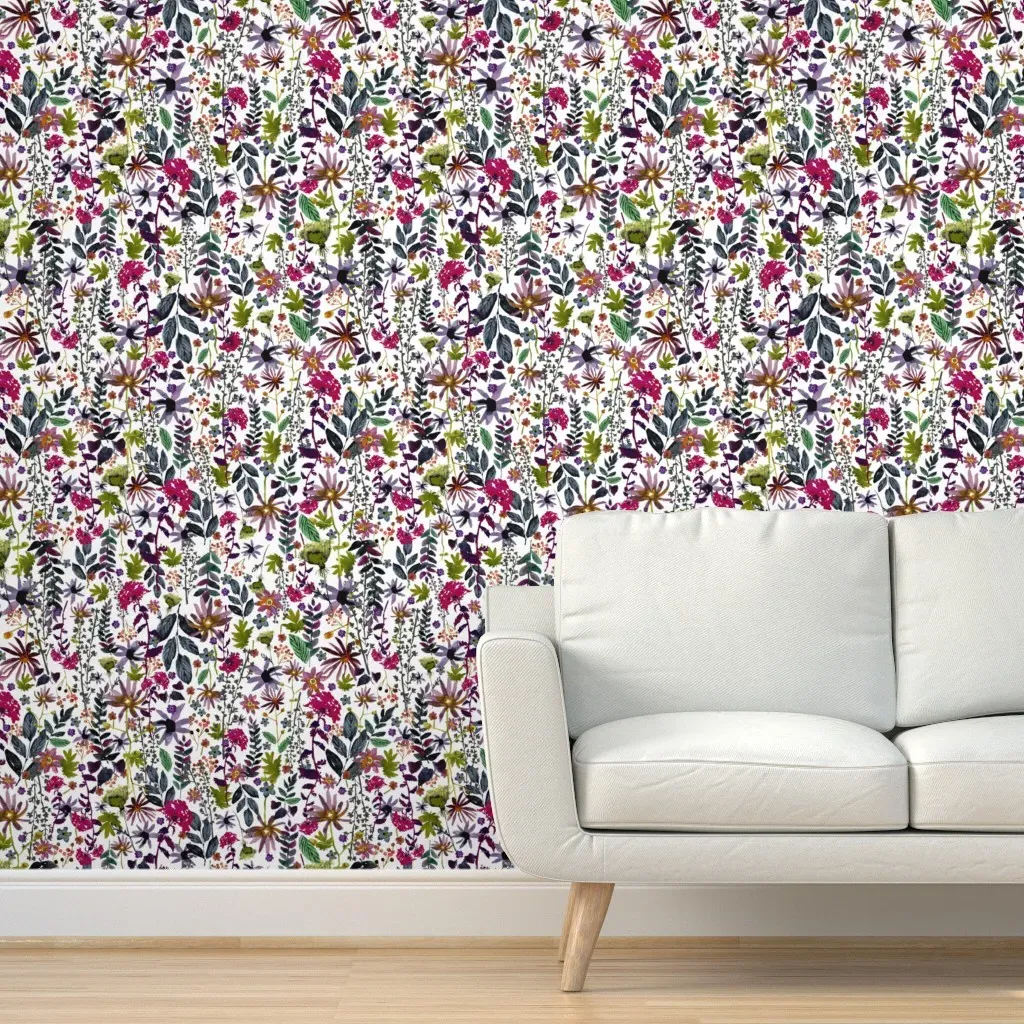 Jewel Tones Floral Peel and Stick Wallpaper - Purple, Pink product
