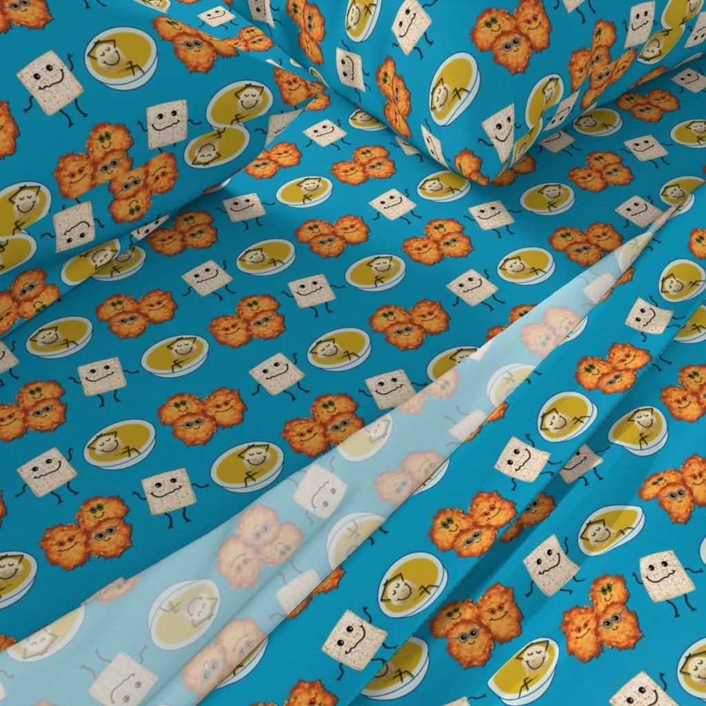 Jewish Cuisine Cartoons King Size Sheet Set - Teal alternate view