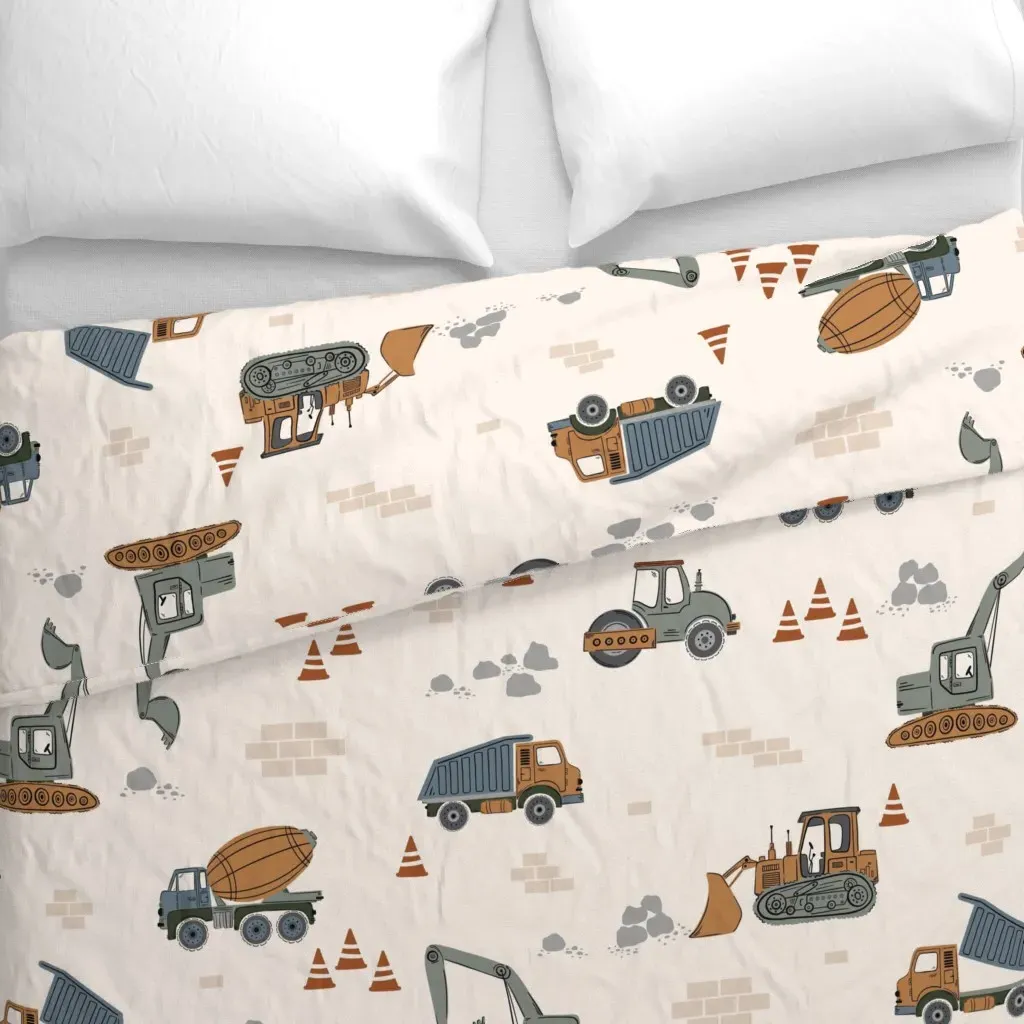 Job Site All The Trucks Duvet Cover - Beige alternate view
