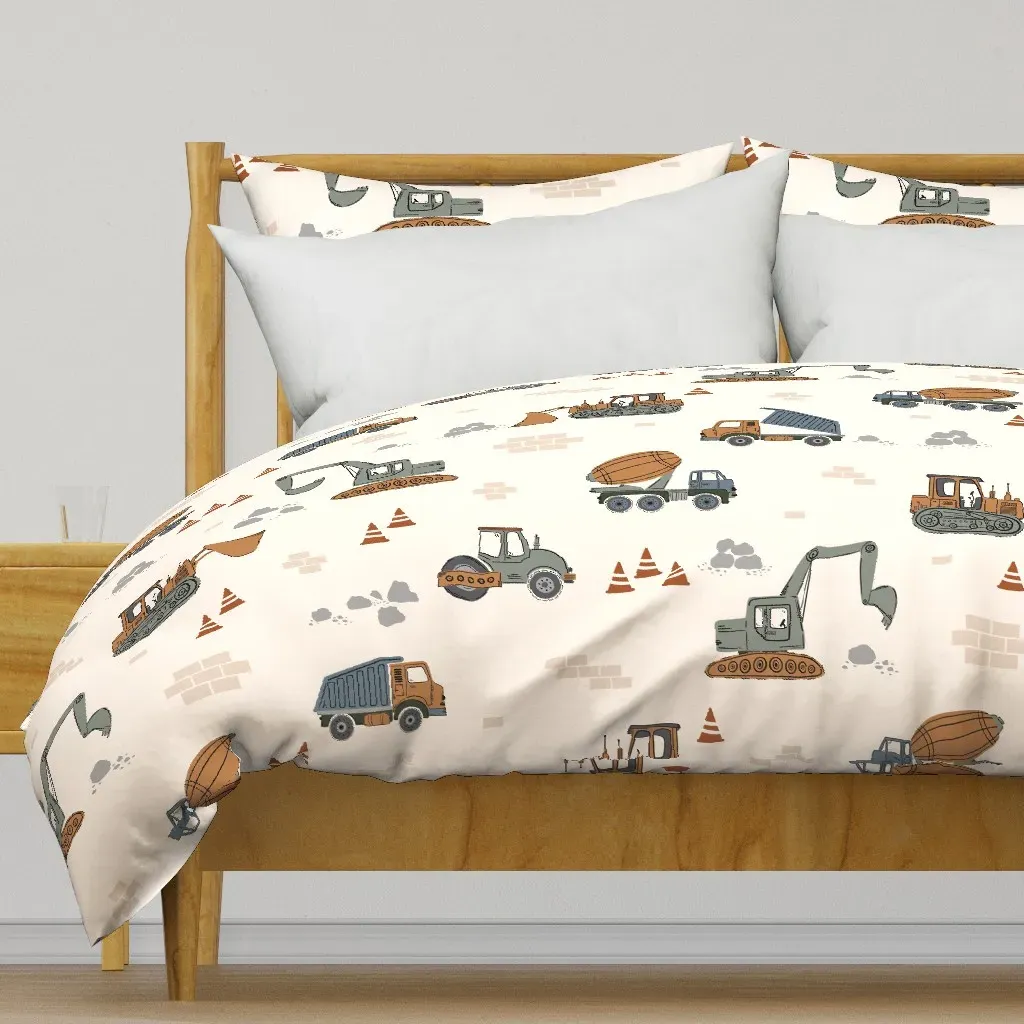 Job Site All The Trucks Duvet Cover - Beige product