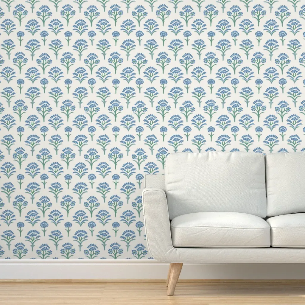 Jocelyn Bloom Peel and Stick Wallpaper - Admiral Blue and Jade product