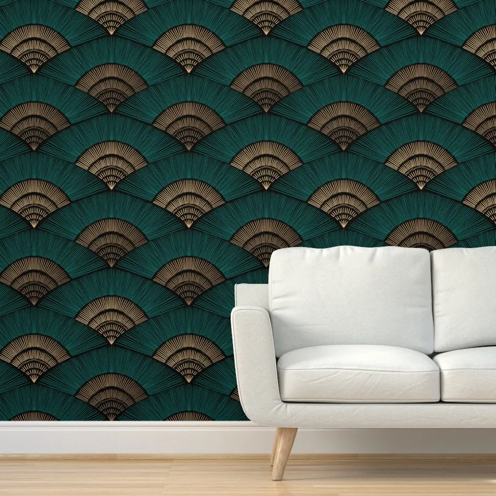Joelle Peel and Stick Wallpaper - Green and Gold product