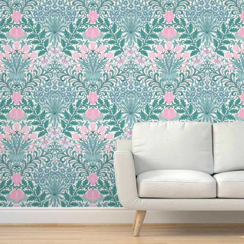 John Henry Dearle 1895 Garden Peel and Stick Wallpaper - Teal product