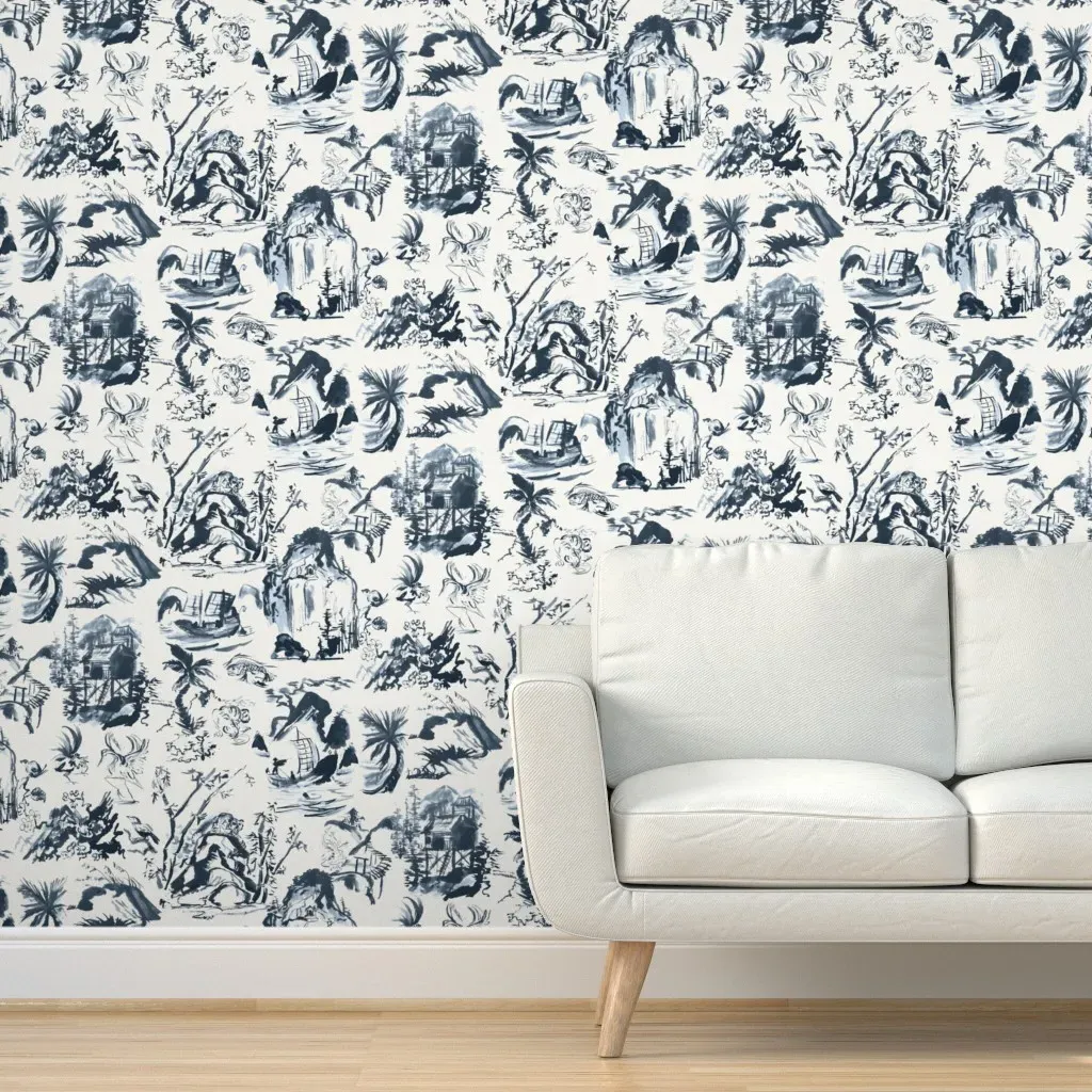 John's Toile Peel and Stick Wallpaper - Indigo product
