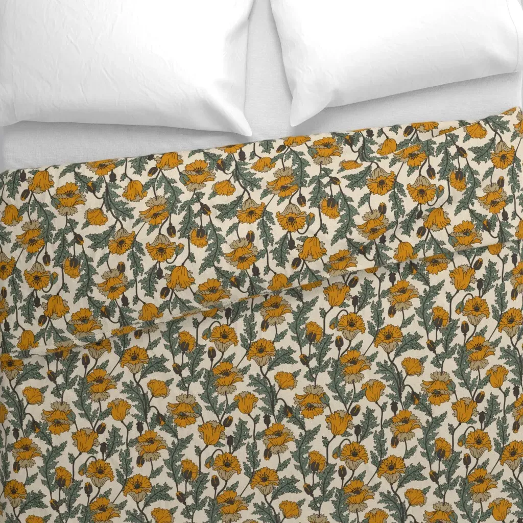 Joon Poppy Bright Duvet Cover - Mustard Yellow alternate view