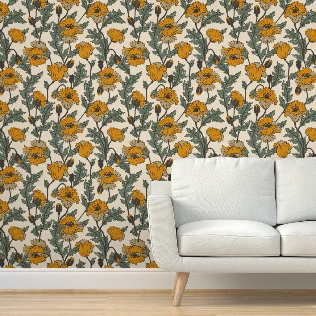 Joon Poppy Peel and Stick Wallpaper Removable - Mustard Yellow product