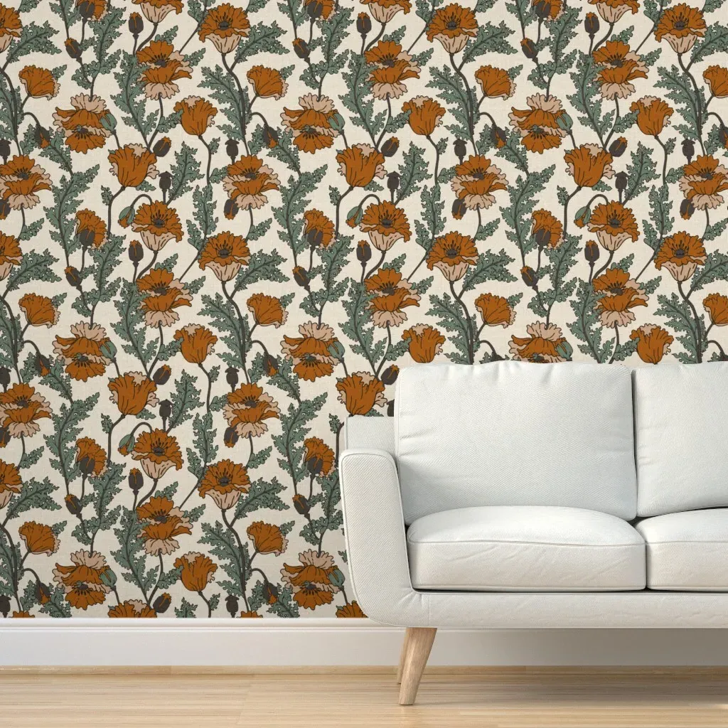 Joon Poppy Peel and Stick Wallpaper Removable - Rust product