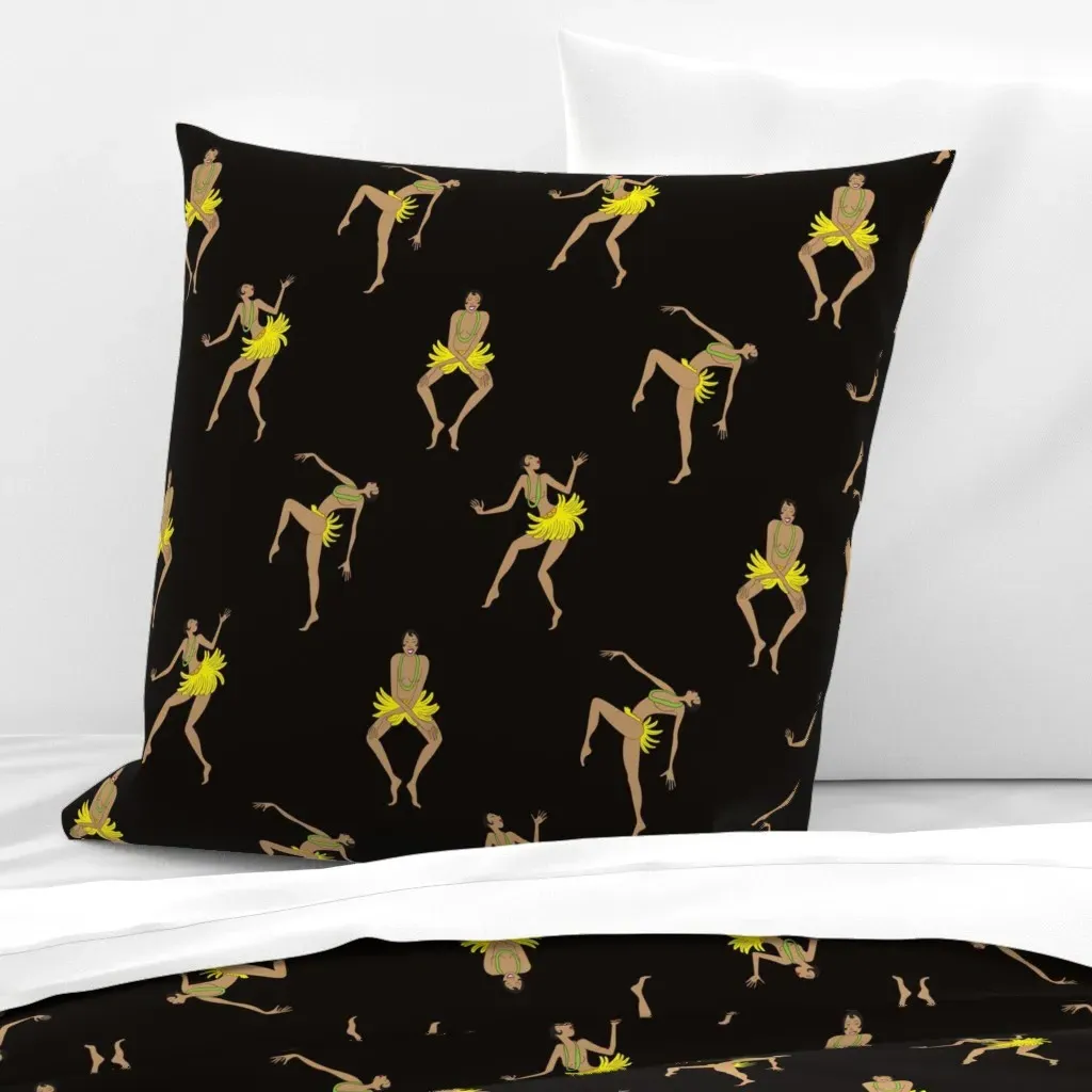 Josephine Baker Banana Dance On Noir Euro Pillow Sham - Yellow product