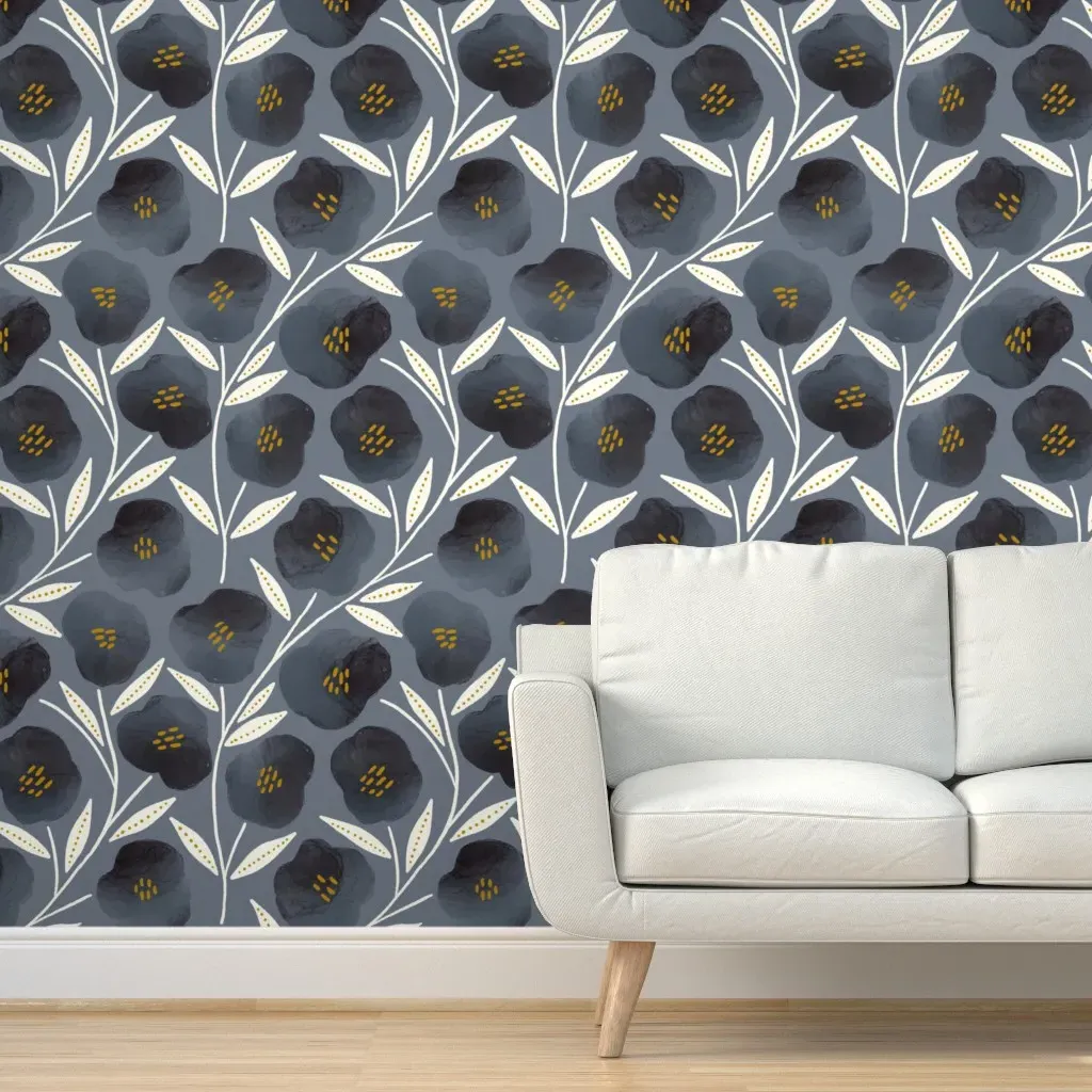 Josephine Floral Peel and Stick Wallpaper - Dark Blue product