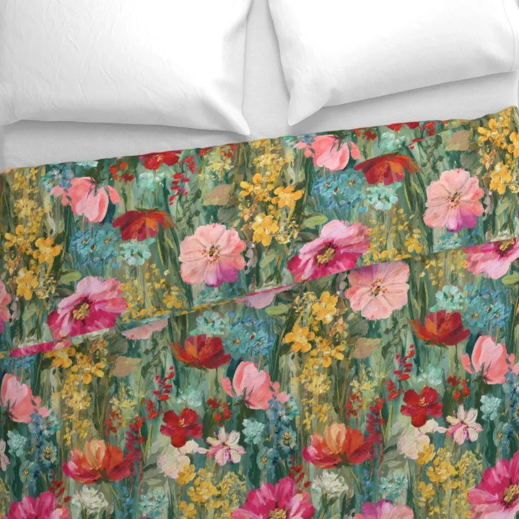 Joyful Expressive Bloomscape Duvet Cover - Pink alternate view