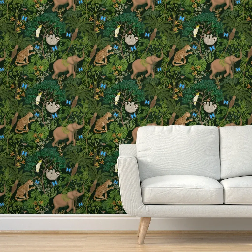 Joyful Rainforest Peel and Stick Wallpaper - Dark Green product
