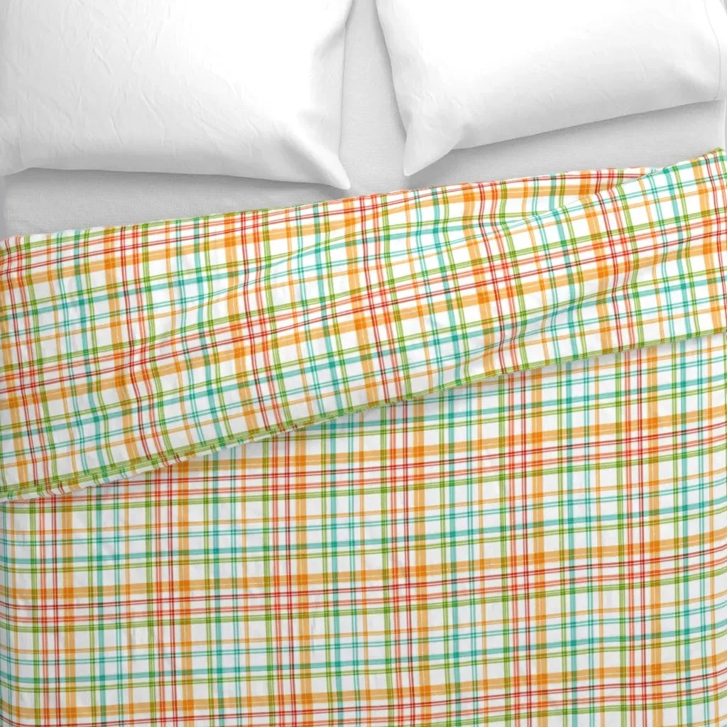 Juicy Plaid Duvet Cover - Orange alternate view