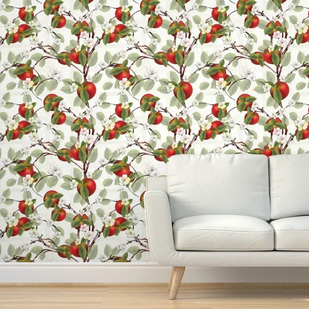 Juicy Red Apples Peel and Stick Wallpaper - Red product