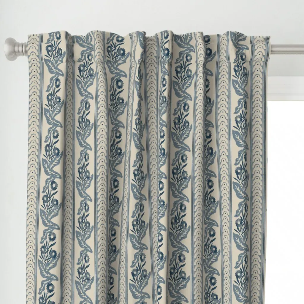 Juliette Abstract Arches Curtain Panel - Indigo alternate view