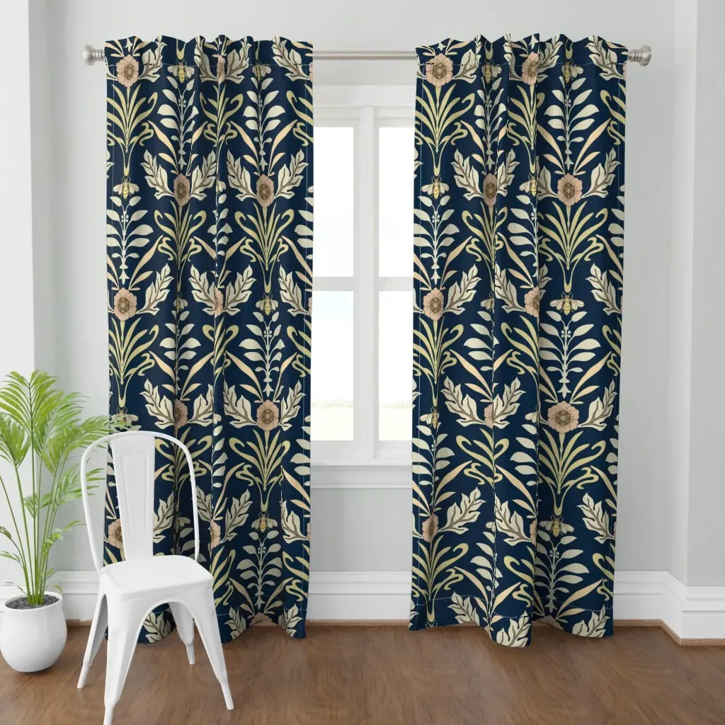 Jum Art Nouveau Flower Curtain Panel - Beige product