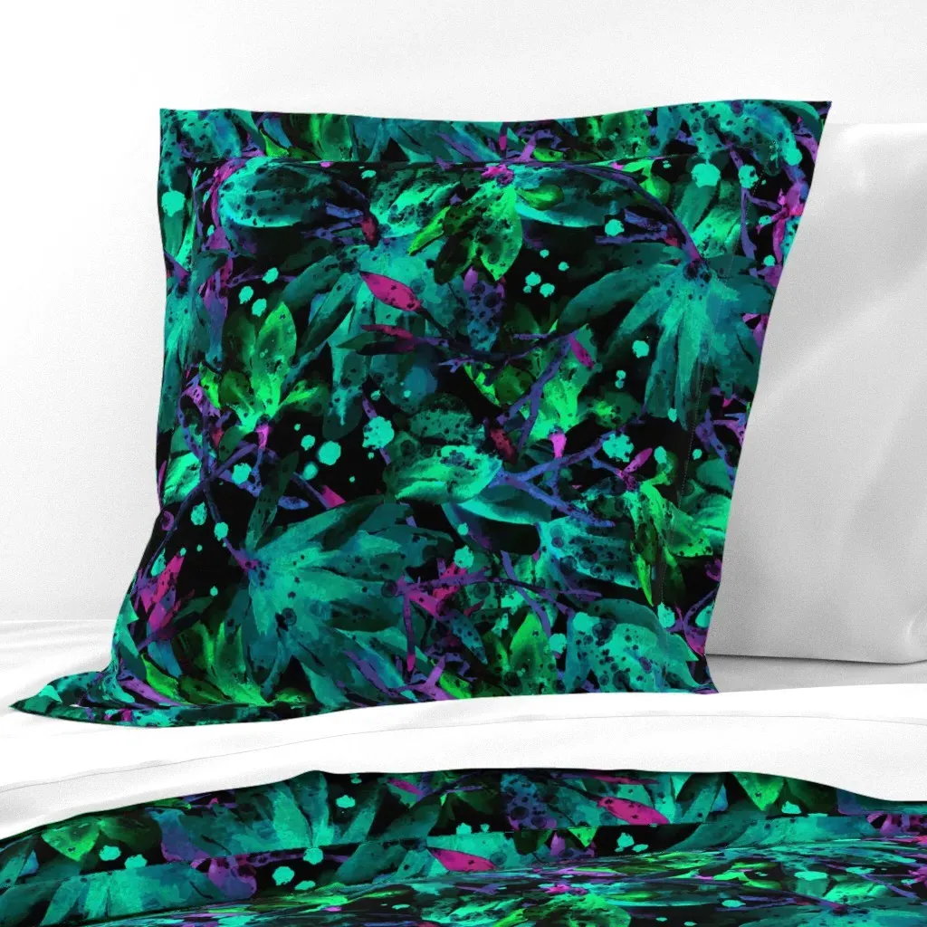 Jumbo Abstract Psychedelic Magnolia Blossom Floral Euro Pillow Sham - Teal product
