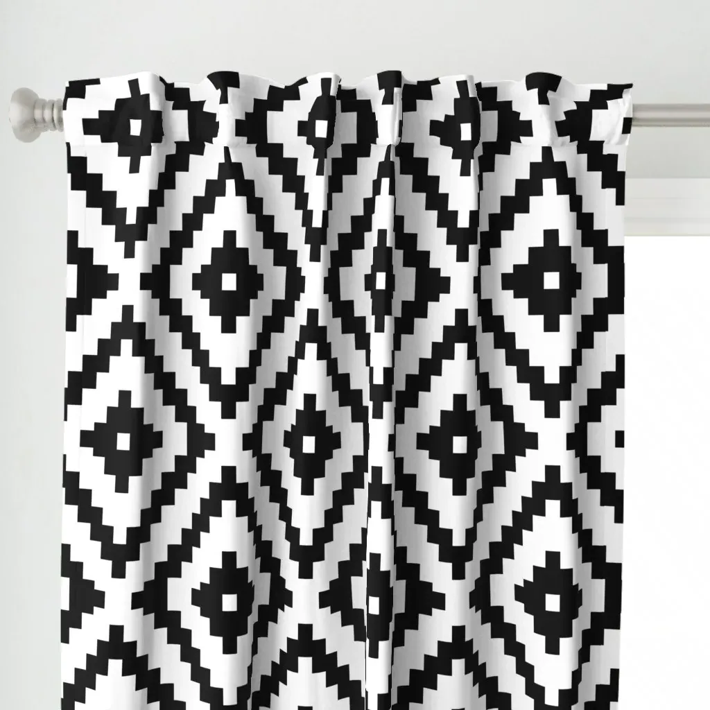 Jumbo Aztec Curtain Panel - Black alternate view