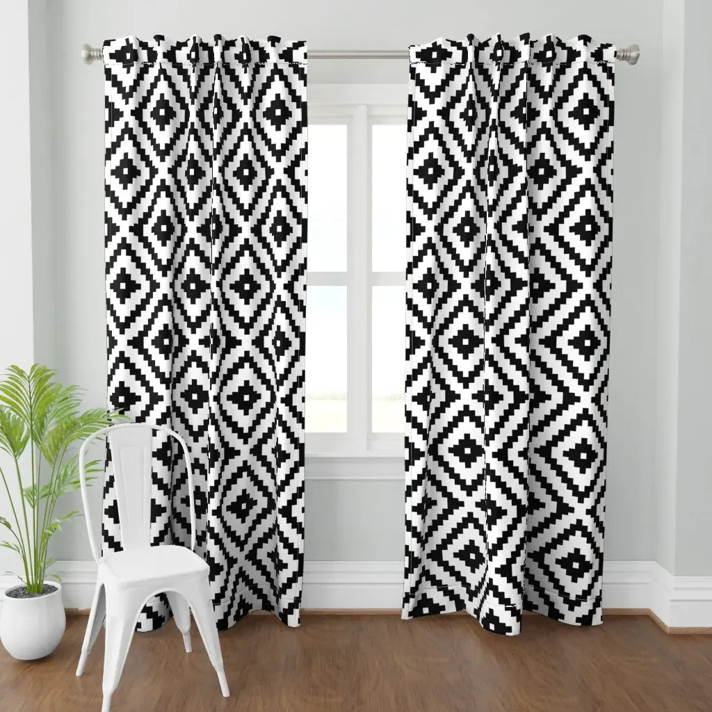 Jumbo Aztec Curtain Panel - Black product