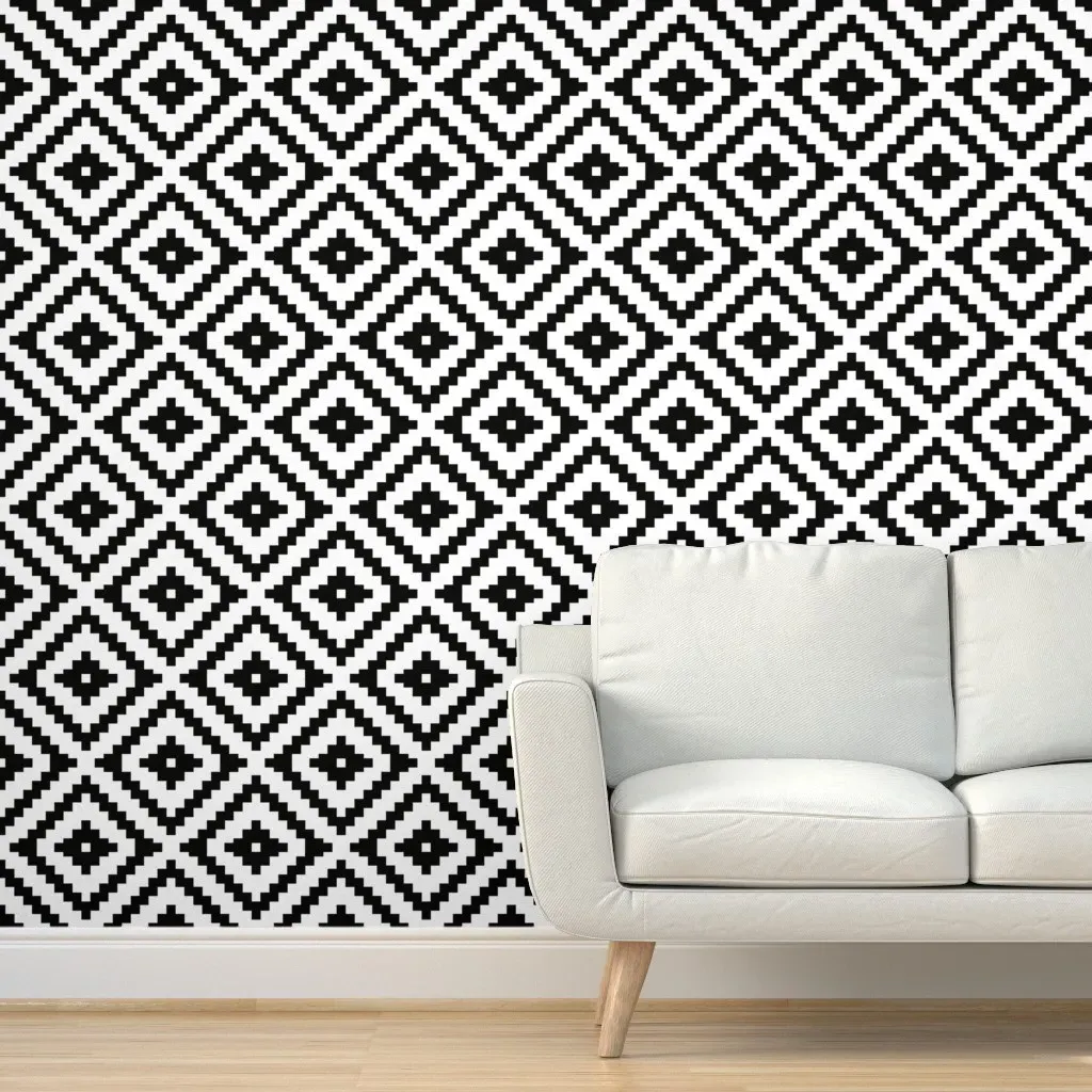Jumbo Aztec Peel and Stick Wallpaper - Black, White product
