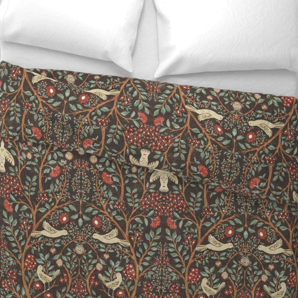 Jumbo Birds In The Trees Duvet Cover - Brown alternate view