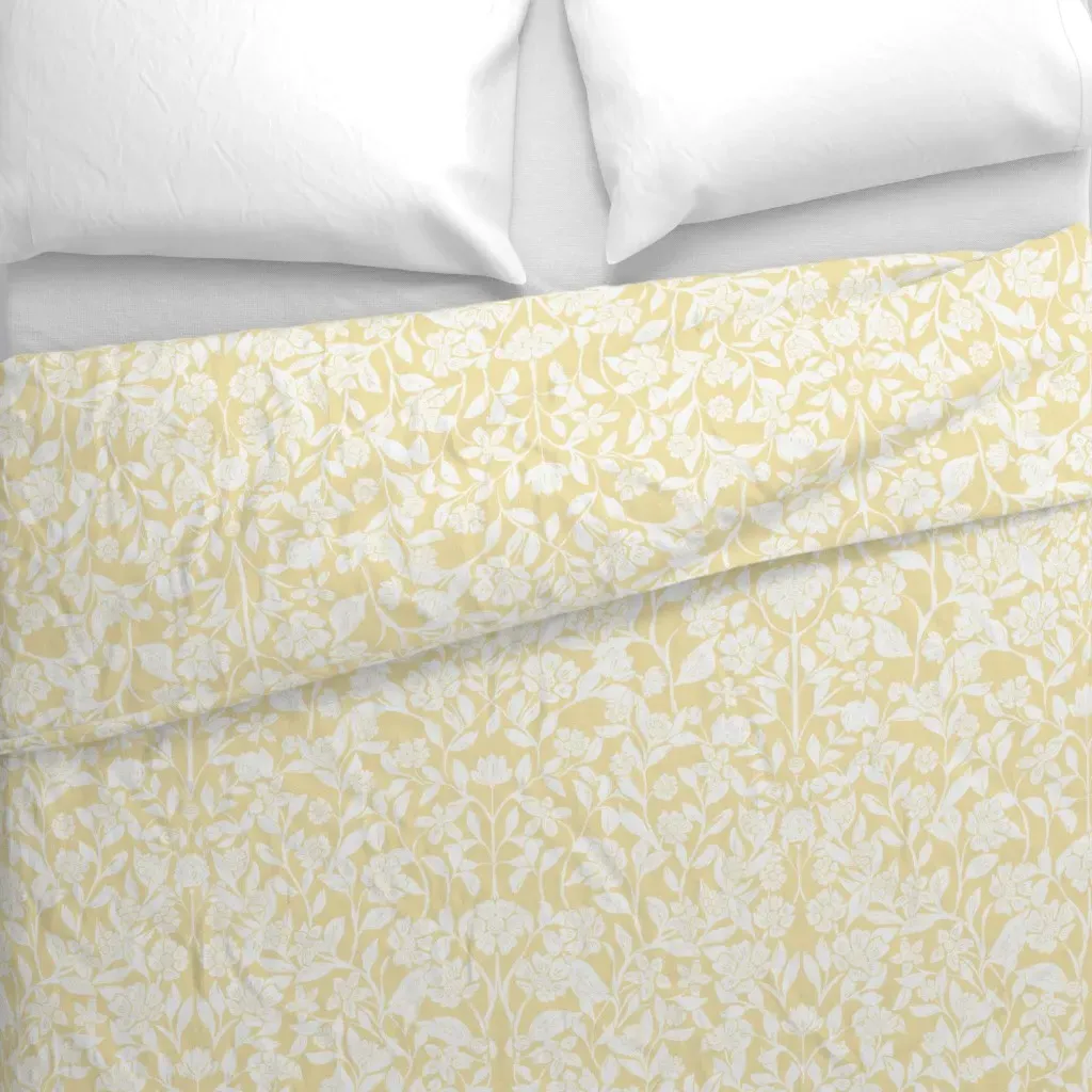 Jumbo Blossom Arts and Crafts Duvet Cover - White alternate view