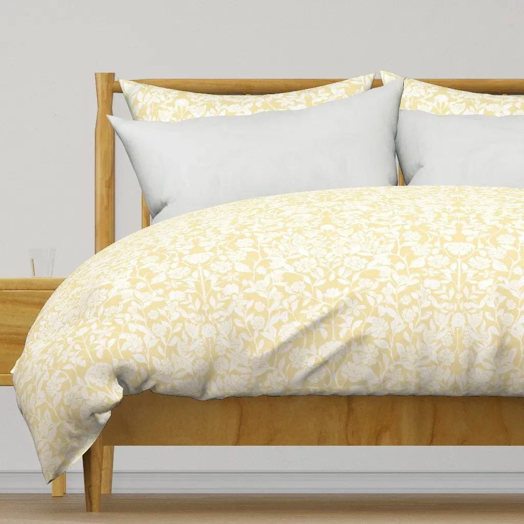 Jumbo Blossom Arts and Crafts Duvet Cover - White product
