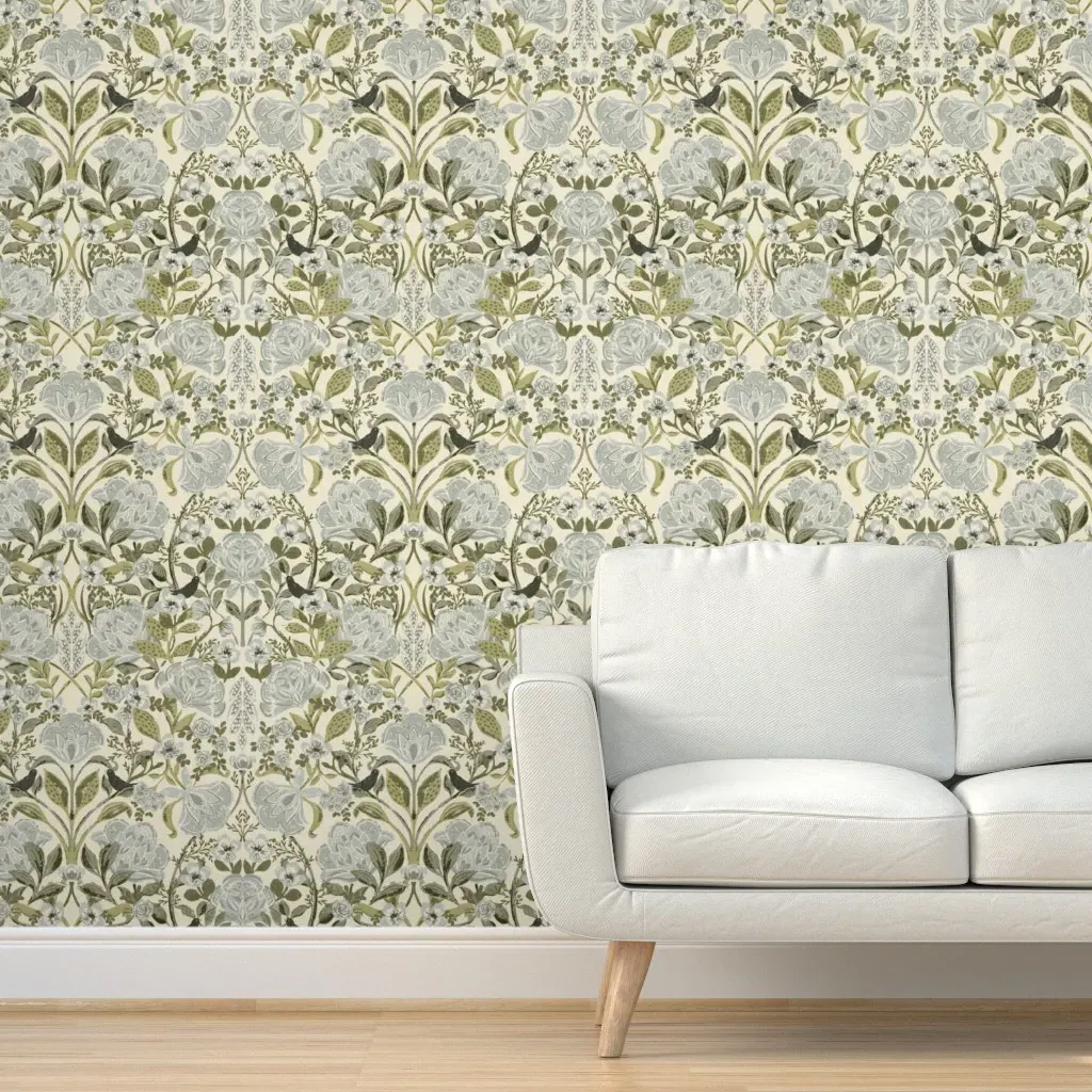 Jumbo Bold Ornamental Floral Peel and Stick Wallpaper - Gray-Blue product