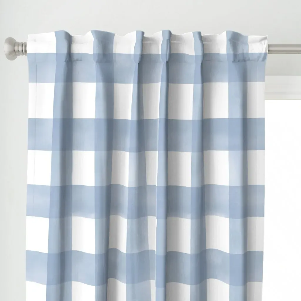 Jumbo Buffalo Check Curtain Panel - Dusty Blue alternate view