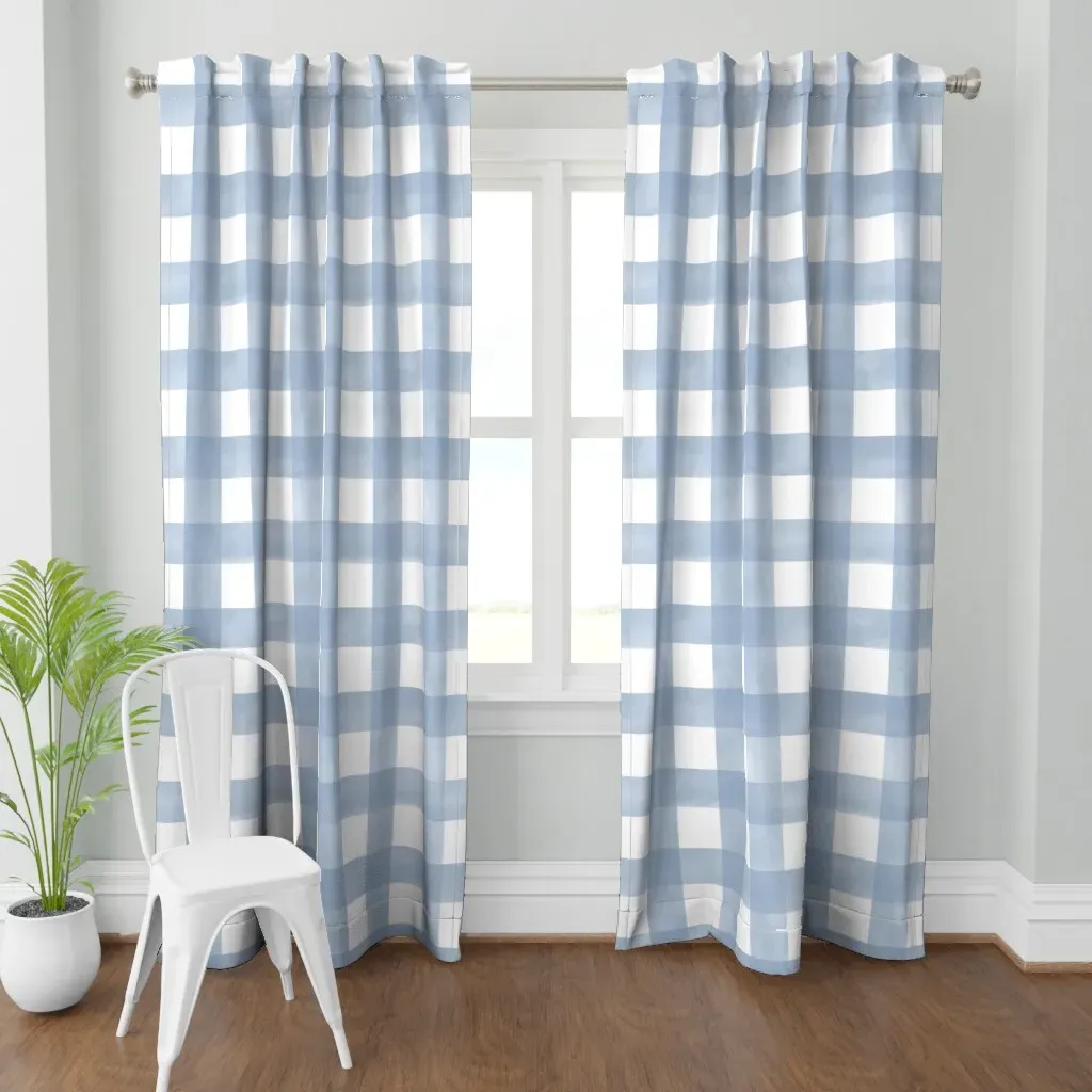 Jumbo Buffalo Check Curtain Panel - Dusty Blue product