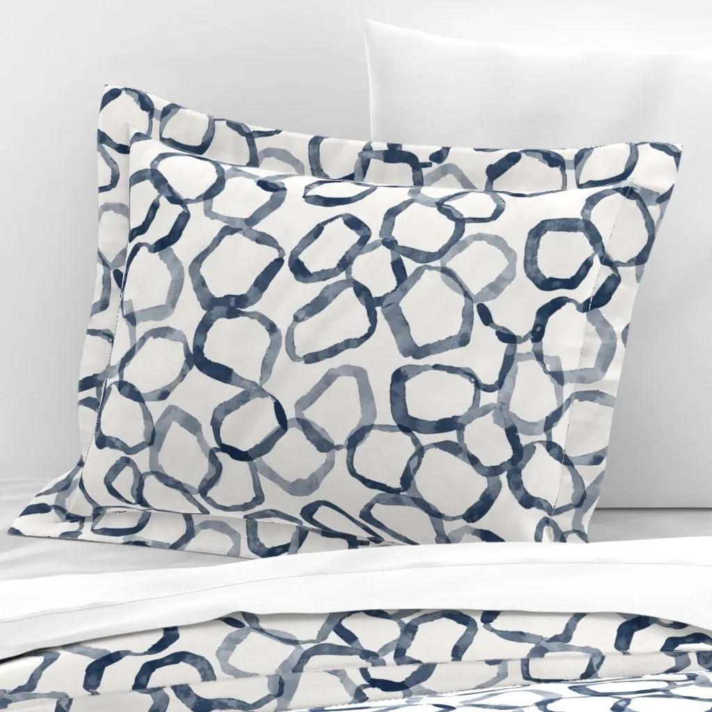 Jumbo Chain Link Standard Flanged Cushion Cover - Indigo, Cotton Sateen product