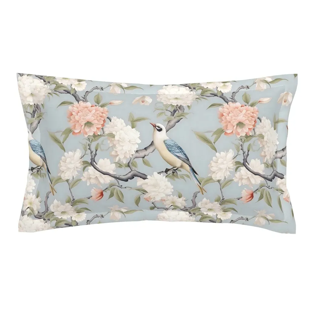 Jumbo Chinoiserie Charm Birds And Blossoms King Pillow Sham - White product