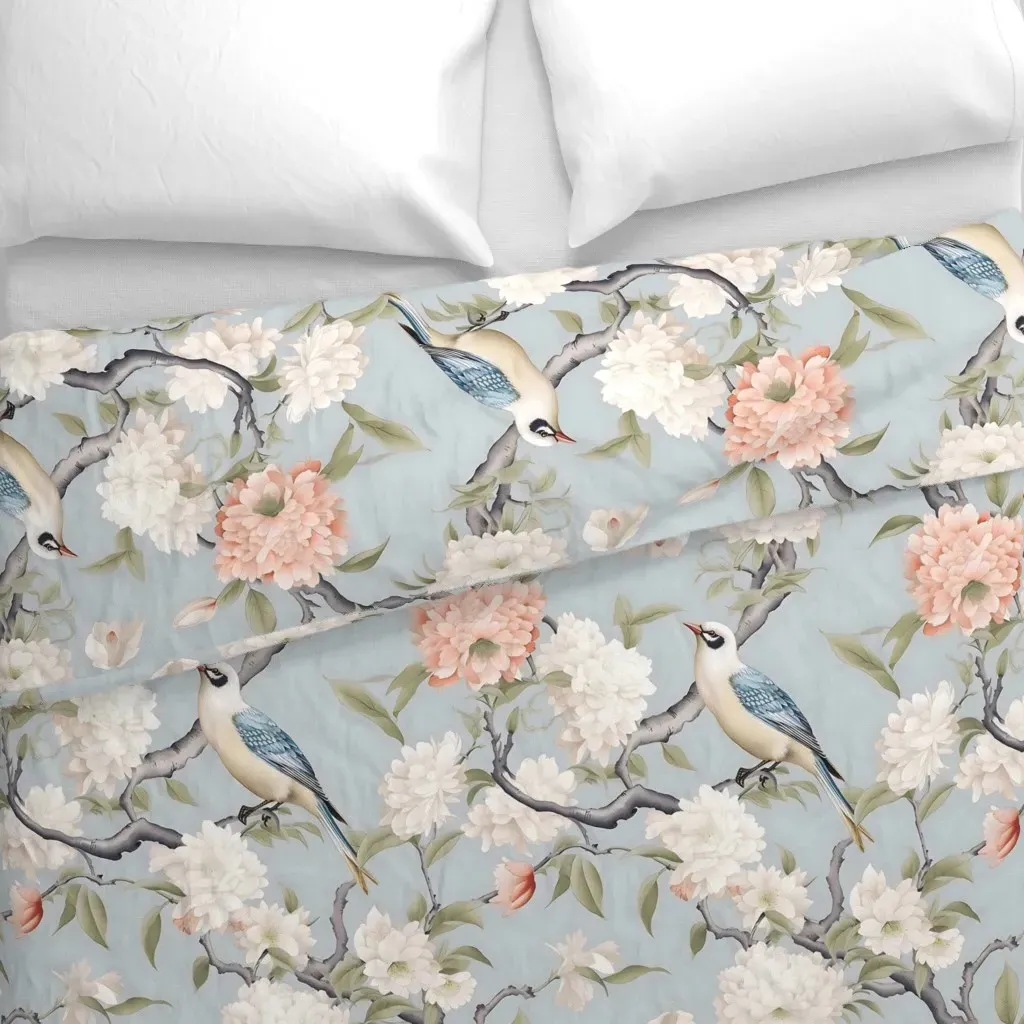 Jumbo Chinoiserie Charm Birds Duvet Cover - White alternate view