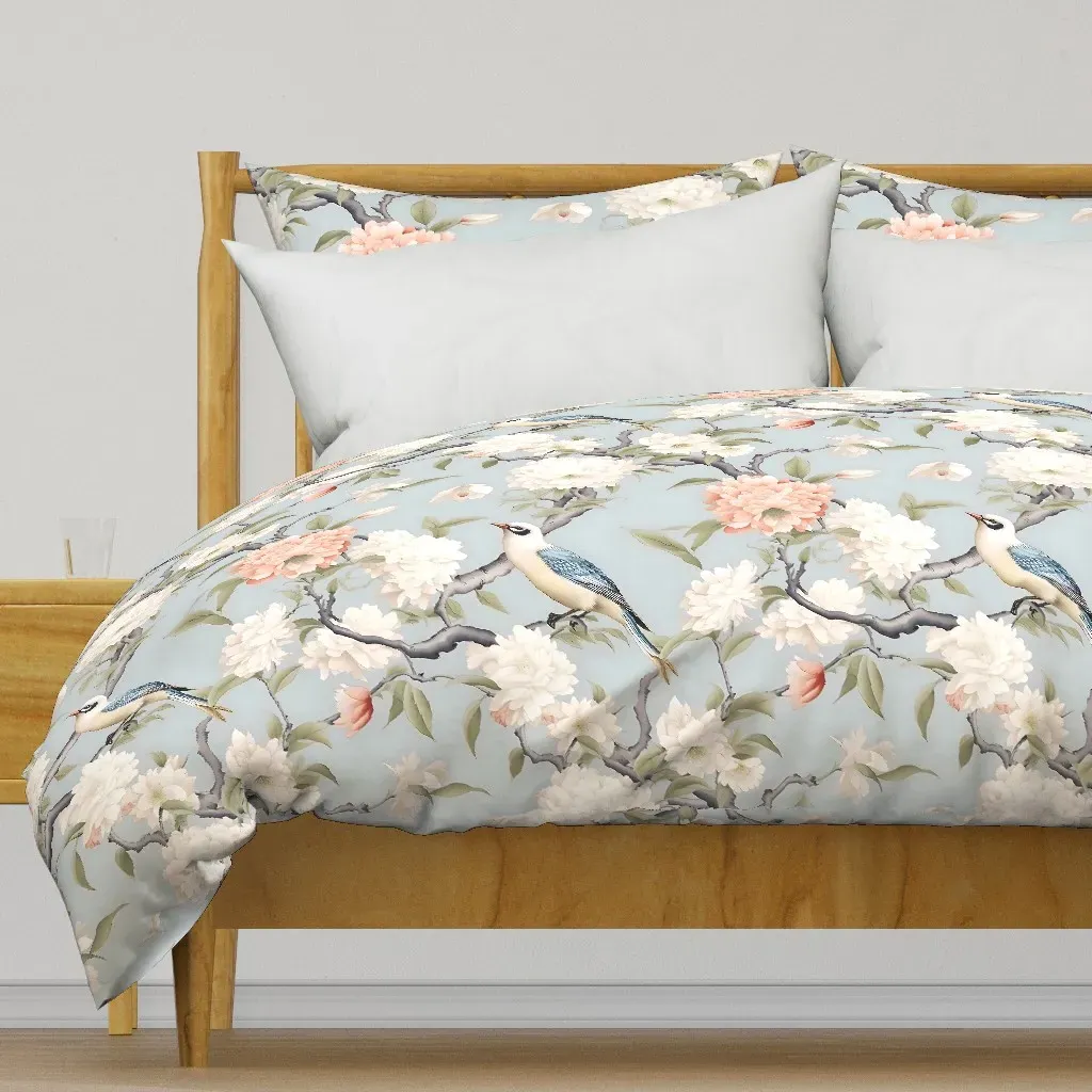 Jumbo Chinoiserie Charm Birds Duvet Cover - White product
