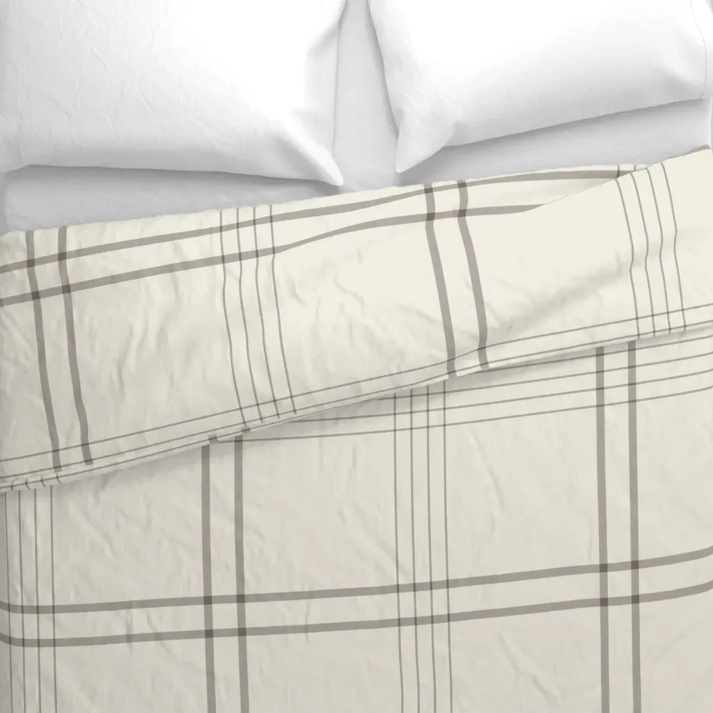 Jumbo Classic Plaid Stripe Duvet Cover - Off-White alternate view