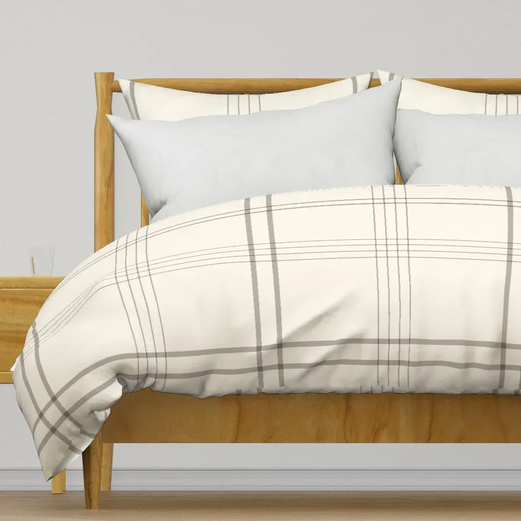 Jumbo Classic Plaid Stripe Duvet Cover - Off-White product