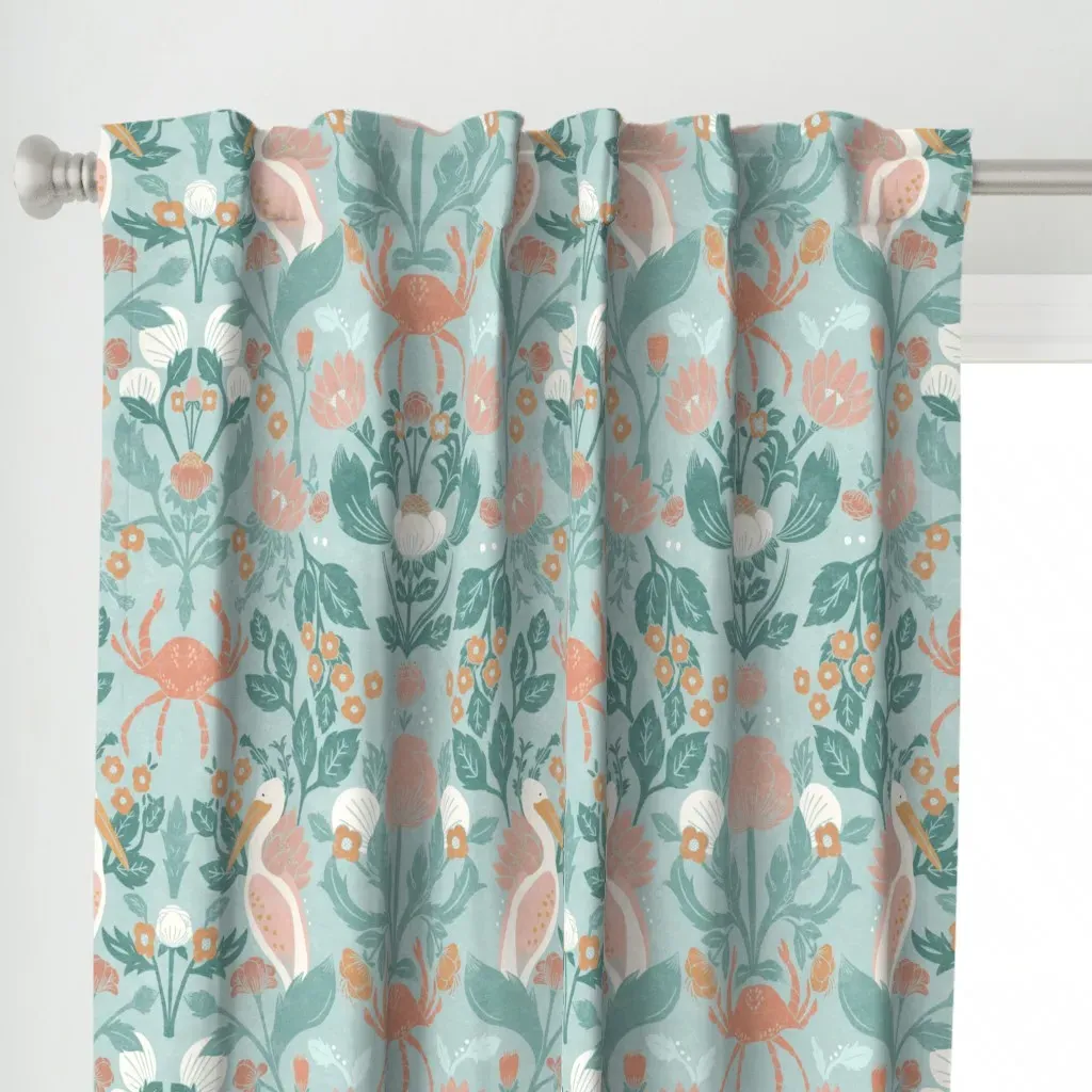 Jumbo Coastal Arts Curtain Panel - Teal alternate view