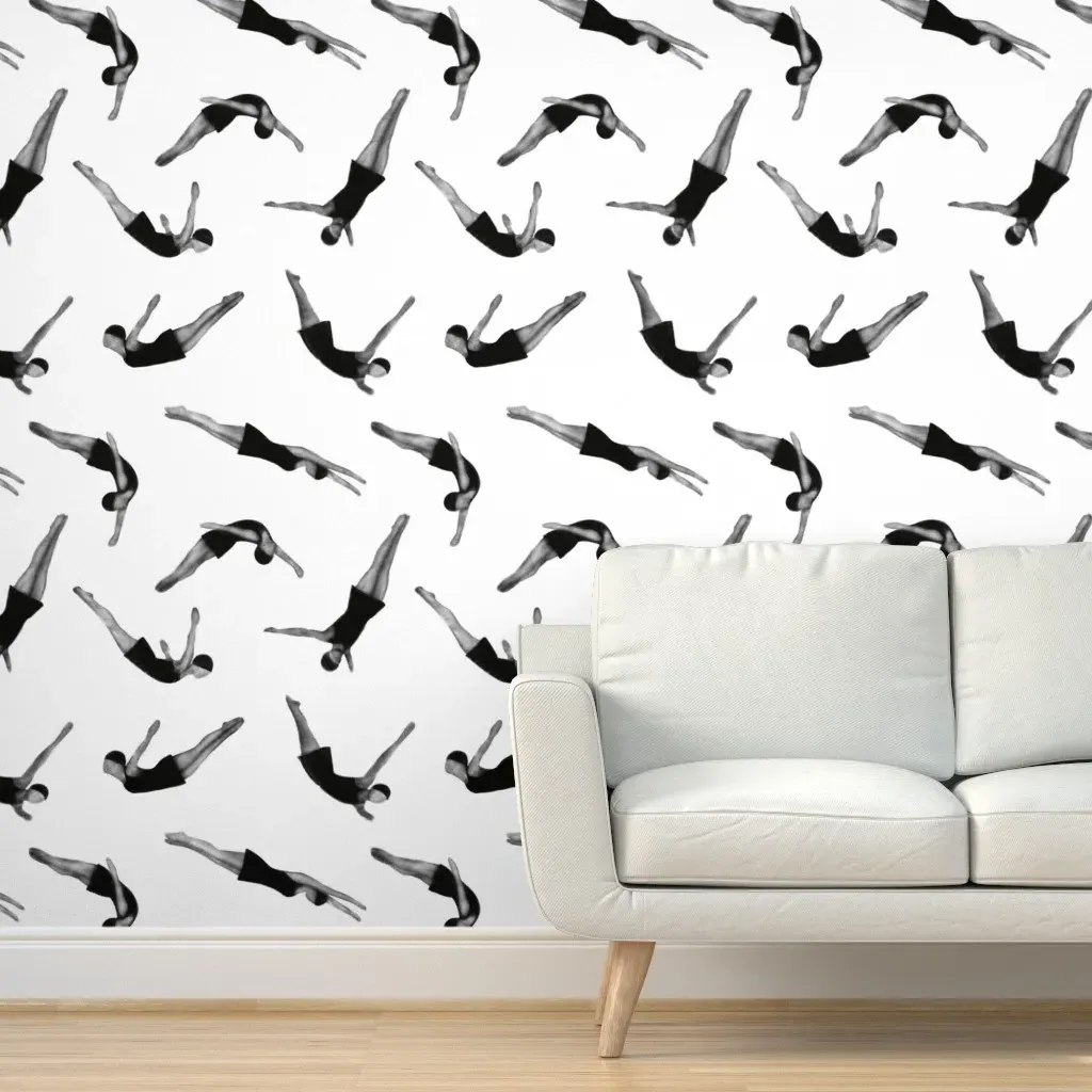 Jumbo Divers Peel and Stick Wallpaper - Black and White product
