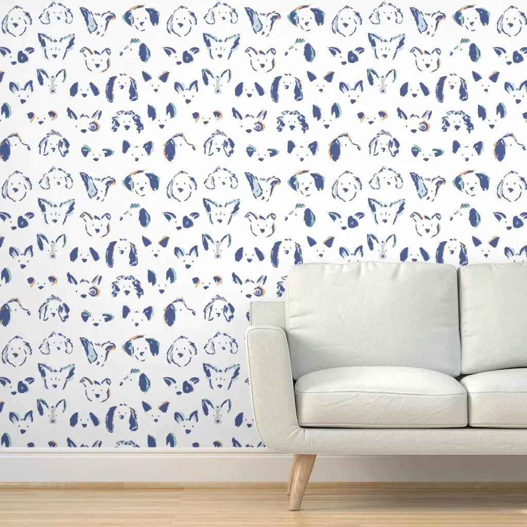 Jumbo Dog Doodles Peel and Stick Wallpaper - Navy Blue product
