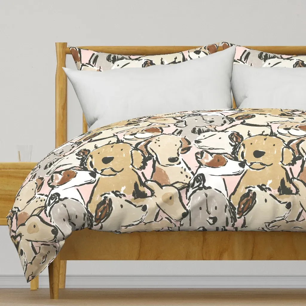 Jumbo Dog Sketches Duvet Cover - Beige product