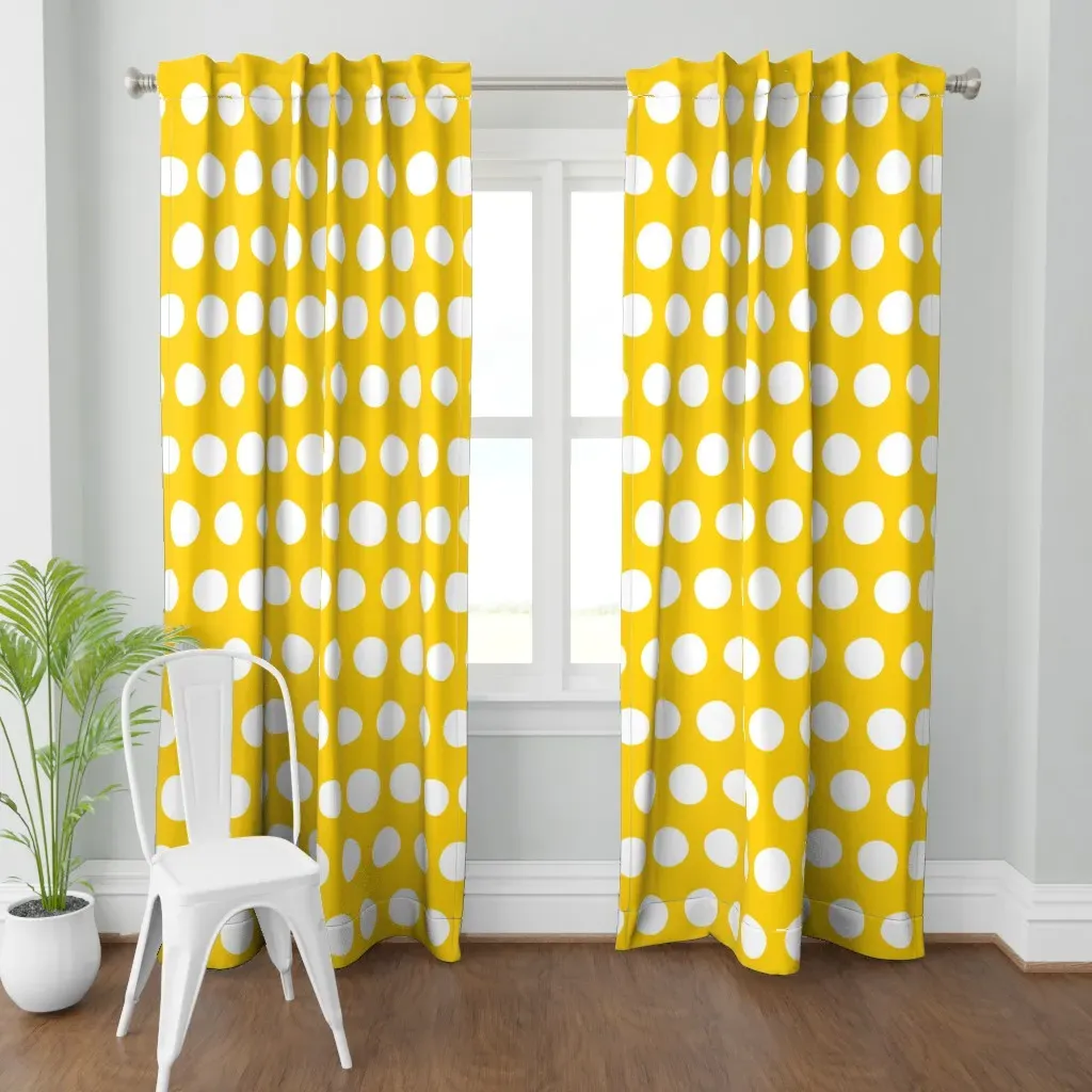 Jumbo Dots Sunshine Curtain Panel - White product