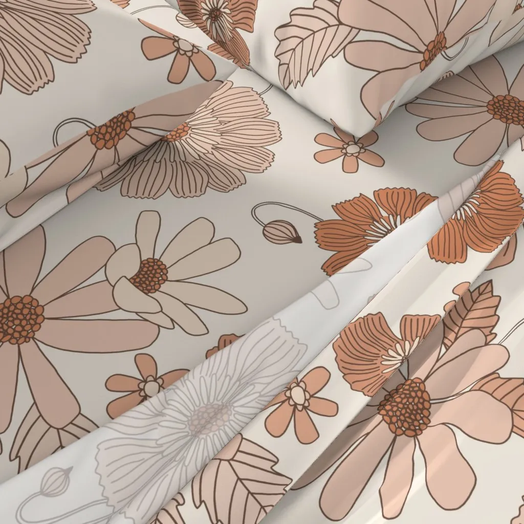 Jumbo Feminine Retro Flowers King Sheet Set - Blush Pink alternate view
