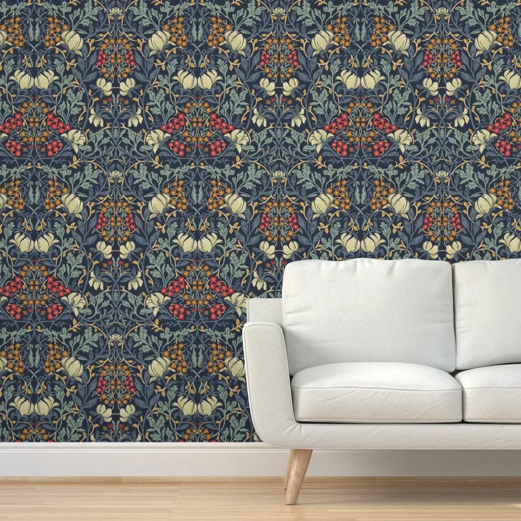 Jumbo Floral Ground Cover Peel and Stick Wallpaper - Navy Blue product