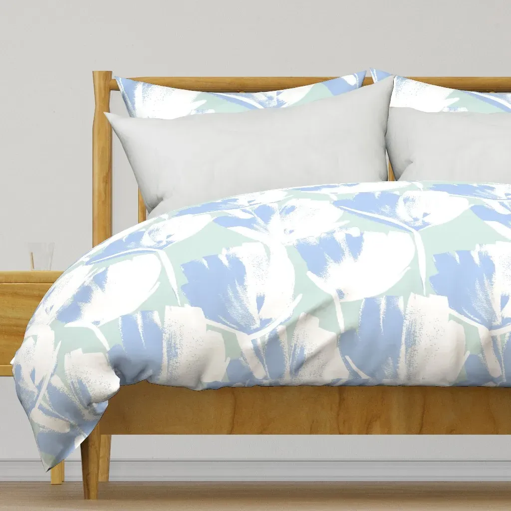 Jumbo Flowers Cornflower Blue Duvet Cover - White product