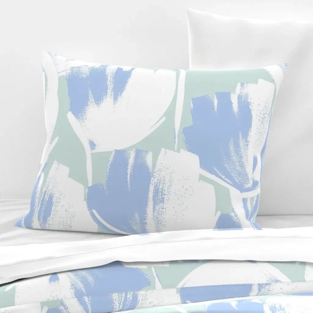 Jumbo Flowers Standard Knife Edge Cushion Cover - Cornflower Blue, Cotton Sateen product