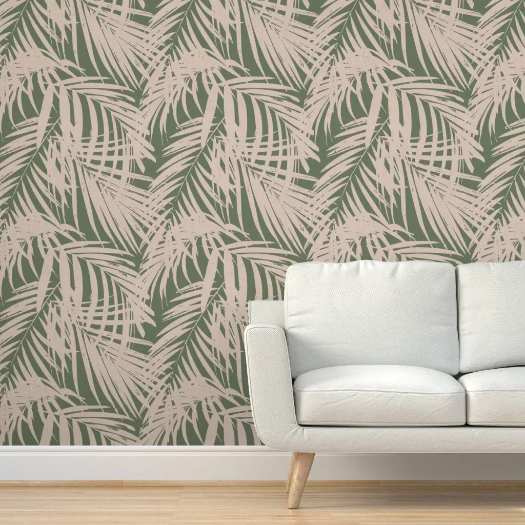 Jumbo Fronds Linen Look Peel and Stick Wallpaper - Sage Green product