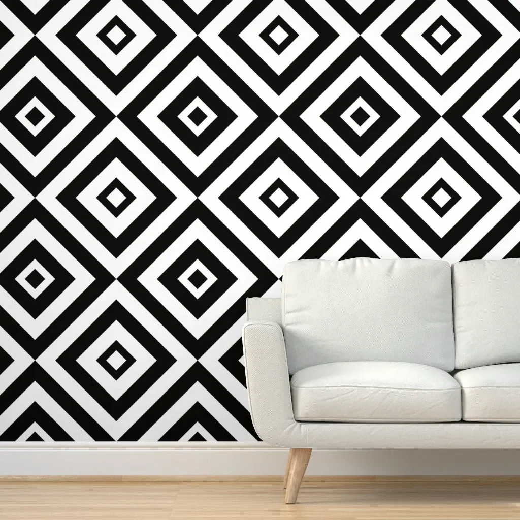 Jumbo Geo Abstract Square Shapes Peel and Stick Wallpaper - Black product