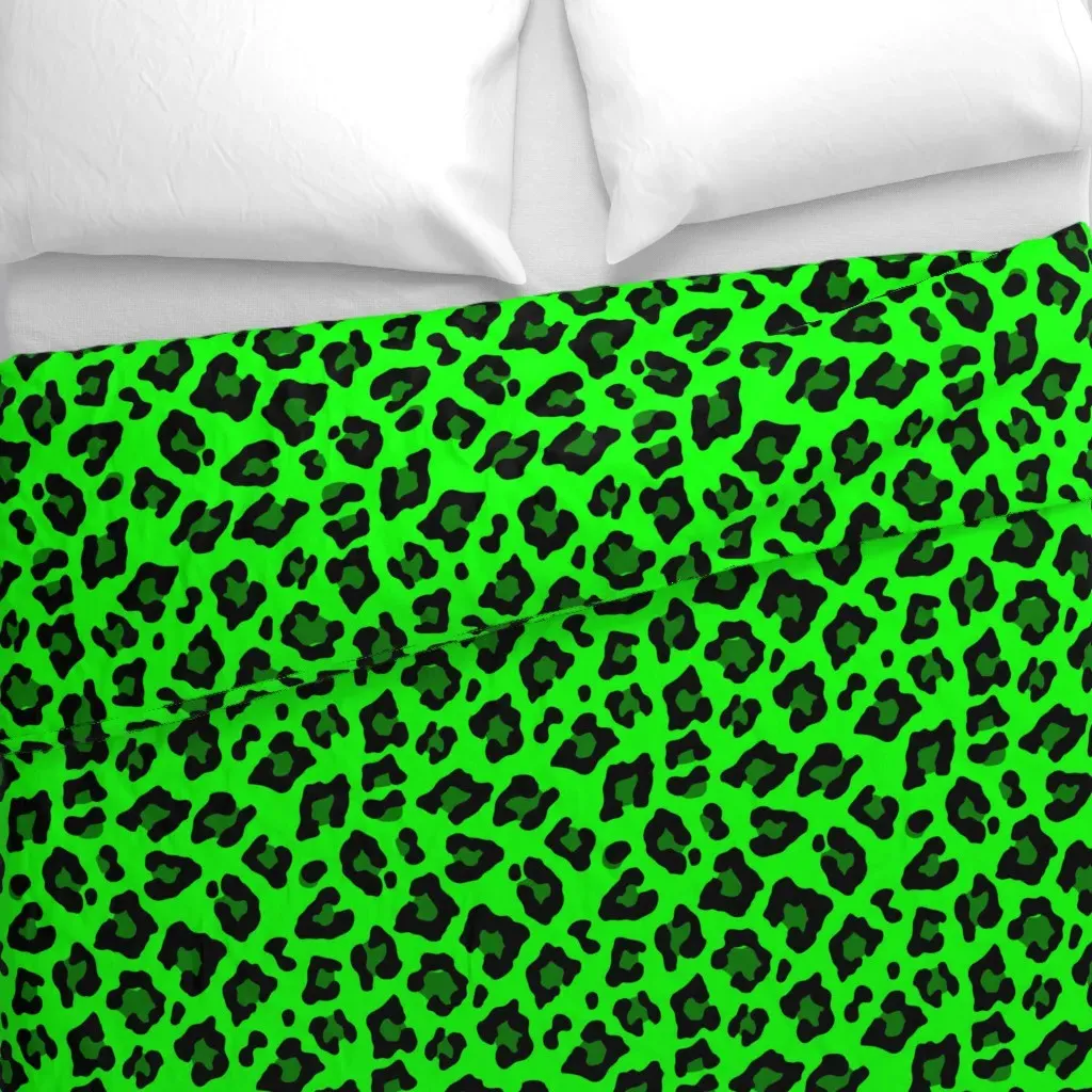 Jumbo Leopard Spots Animal Duvet Cover - Lime Green alternate view