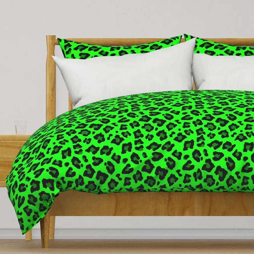 Jumbo Leopard Spots Animal Duvet Cover - Lime Green product