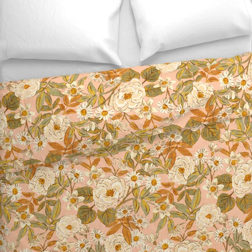 Jumbo Maximalist Wild Rose Duvet Cover - White alternate view